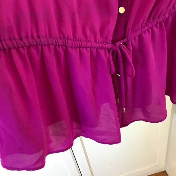 LANE BRYANT Peplum Button Down Blouse Purple Fushia Top Women’s Plus Size 14 1X - Picture 6 of 16